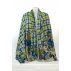 Étole fantaisie en cachemire - Bleu et vert citron