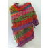 Étole, laine bouillie brodée main à motifs géométriques - Multicolore bord violine