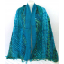 Étole, laine bouillie brodée main à motifs géométriques - Bleu turquoise