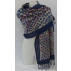 Étole, laine bouillie brodée main à motifs géométriques - Gris et multicolore