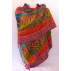 Étole laine bouillie, brodée à la main sur des motifs de feuillage - multicolore