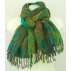 Étole laine bouillie transparente, brodée à la main sur des motifs paisley - vert et multicolore