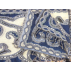 Étole laine bouillie transparente, brodée à la main sur des motifs paisley - blanc et bleu jean