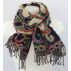 Étole laine bouillie transparente, brodée à la main sur des motifs paisley - blanc, noir et multicolore