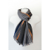 Foulard à rayures en laine et soie - Bleu