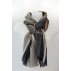 Foulard à chevrons et à carreaux en laine et soie - Bleu Ardoise