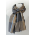 Foulard à chevrons et à carreaux en laine et soie - Bleu Ciel