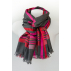 Foulard en laine et soie à rayures fushia