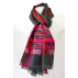 Foulard en laine et soie à rayures fushia