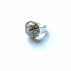 Bague artisanale faïence blanche et dorée en bouton ancien