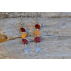Boucles-d'oreilles pendante en bois multicolore et colibri