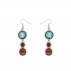 Boucles-d'oreilles en bois multicolore et cabochon vert