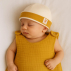 Bonnet de Naissance en Coton Bio Blanc et Honey