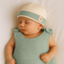 Bonnet de Naissance en Coton Bio Blanc et Vert