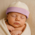 Bonnet de Naissance en Coton Bio Blanc et Rose