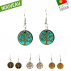 Boucles d'oreilles en bois de liège "Arbre de vie" Bleu