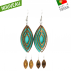 Boucles d'oreilles en liège & bois de liège "Feuille Inca" Turquoise