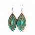 Boucles d'oreilles en liège & bois de liège "Feuille Inca" Turquoise