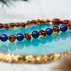 Box bracelet adulte et collier bébé - Ambre et pierres naturelles - Ambre Cognac / Lapis lazuli