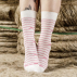 Chaussettes en lin - Made in France - Lignes Booo - Blanc et Candy