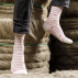 Chaussettes en lin - Made in France - Lignes Booo - Blanc et Candy