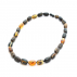 Collier en ambre vert noir citrine perles ovales
