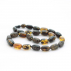 Collier en ambre vert noir citrine perles ovales