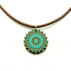 Collier en bois de liège "Mandala turquoise"