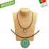 Collier en bois de liège "Mandala turquoise"