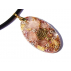 Pendentif orgonite galet ovale quartz rose arbre doré 