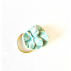 Bague artisanale feuillage bleue en bouton ancien