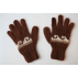 Gants "vagues" tricotés à la main en 100% laine d'alpaga brun