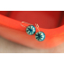 Boucles d'oreilles artisanales bleu vert Réséda en boutons anciens