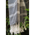 Fouta plage, hammam, coton bio, Blanc & Anthracite, serviette plage & bain 100x200 cm