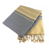 Serviette hammam, fouta bio Sable & Bleu de Chine 100x200 cm