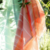 Fouta plage, hammam, coton bio, Blanc & Corail, serviette plage & bain 100x200 cm