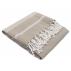  Fouta hammam coton bio, Blanc & Taupe, serviette plage & bain 100x200 cm