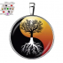 Pendentif arbre de vie inversé yin et yang couché de soleil 15 en 1 argenté