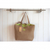 Sac panier en jute rustique doublé lin enduit anis minipop