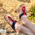 Sandales en liège "Birk Rouge Marine" - Claquettes en liège - tong