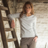 Tee-shirt col bénitier FIGA gris perle 100% coton bio fabriqué en France