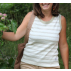 Tee-shirt femme rayé vert en coton bio couleurs naturelles