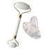 Gua Sha en cristal de roche + rouleau de massage en jade blanc