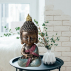Statue objet déco ambiance zen et exotique Bébé Bodhi Vert
