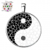 Pendentif yin et yang avec motifs circulaires 15 en 1 argenté