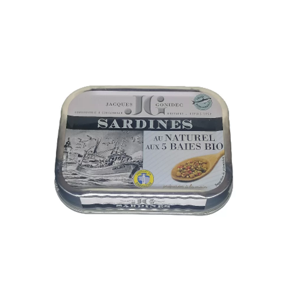 Sardines au naturel aux 5 baies 115g  Jacques Gonidec