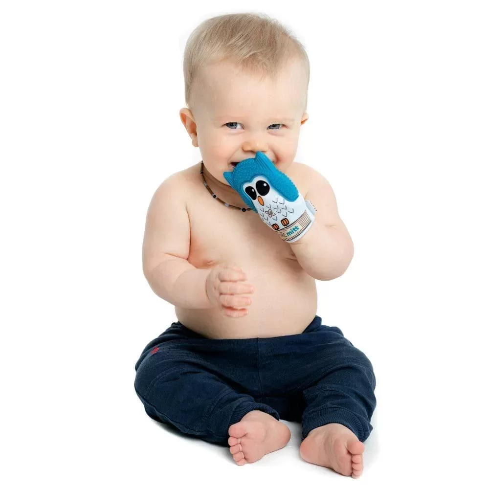 PURE mitt Mitaine de dentition pour bébé de 3 à 12 mois bleu Pur Noisetier