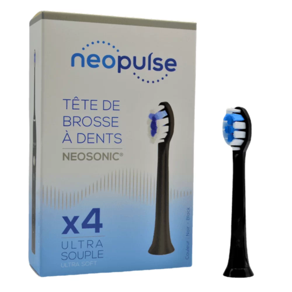 Tête de brosse à dents NEOSONIC ultra souple noir x 4 NEOPULSE