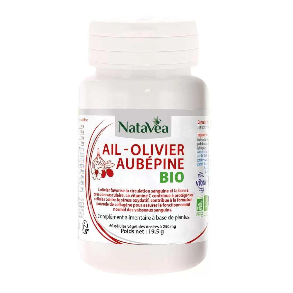 Ail-olivier-aubépine 60 gélules végétales NataVea BIO
