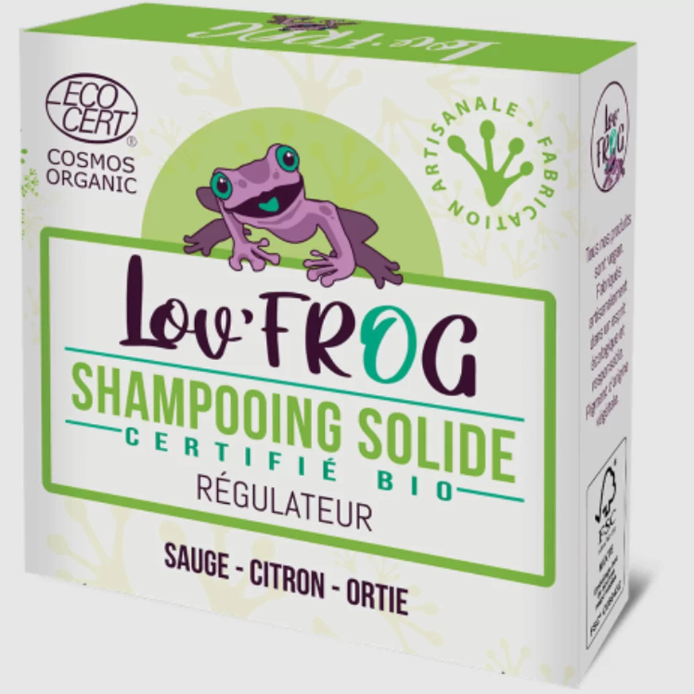 Shampooing Solide Régulateur Cheveux Gras 50gr Lov'Frog Bio